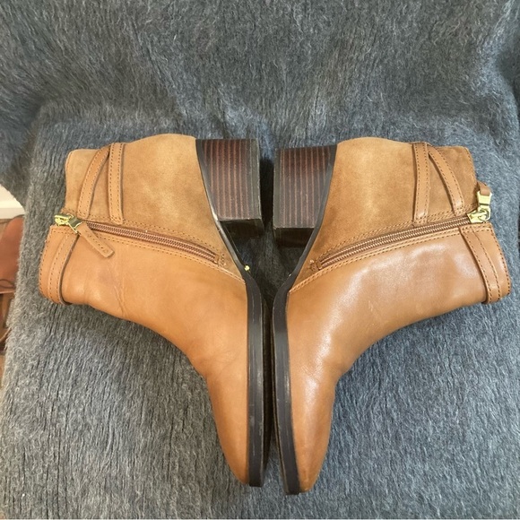 LAUREN RALPH LAUREN Sz 8.5B Damara Leather Suede Back Strap Zipper Booties - Picture 5 of 13